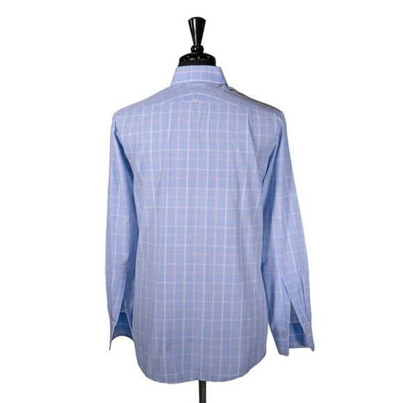 Charles Tyrwhitt Mens Dress Shirt Button Up Blue Pink Plaid Check Slim Fit 17 34 - Picture 2 of 8